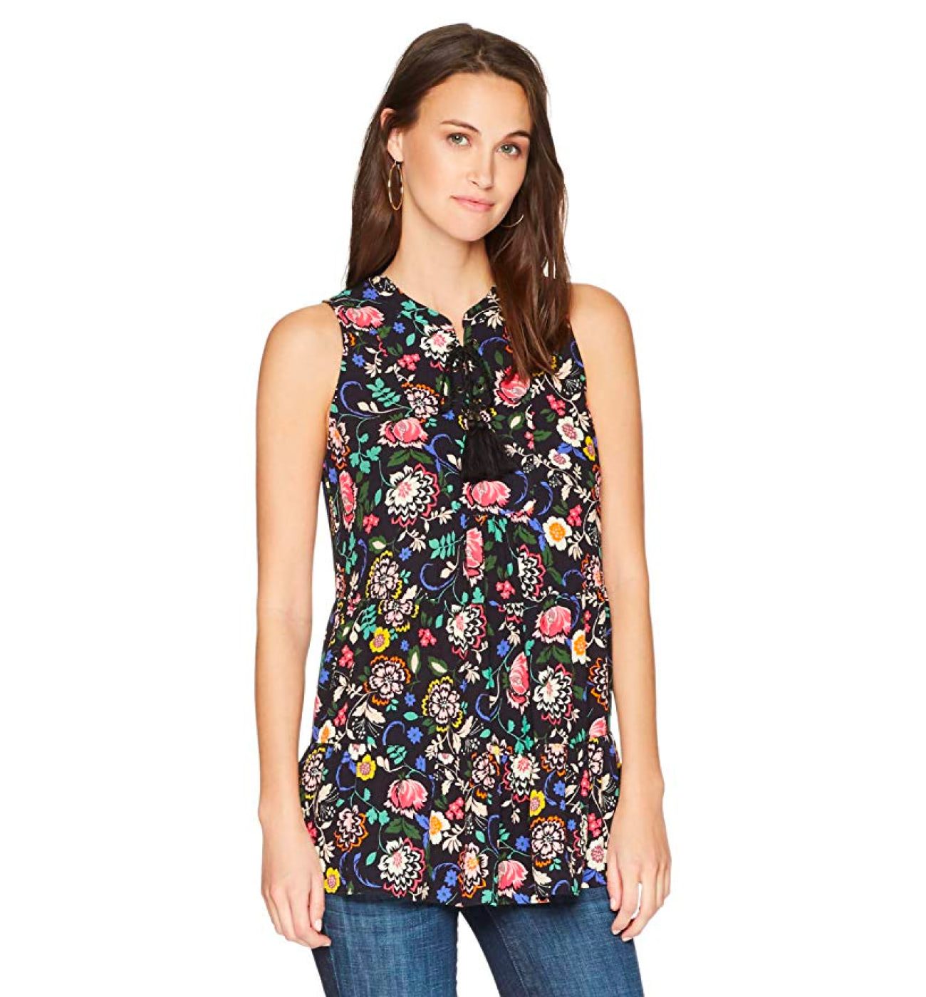 Women's Lainie Lace Up Neck Tiered Swing Top