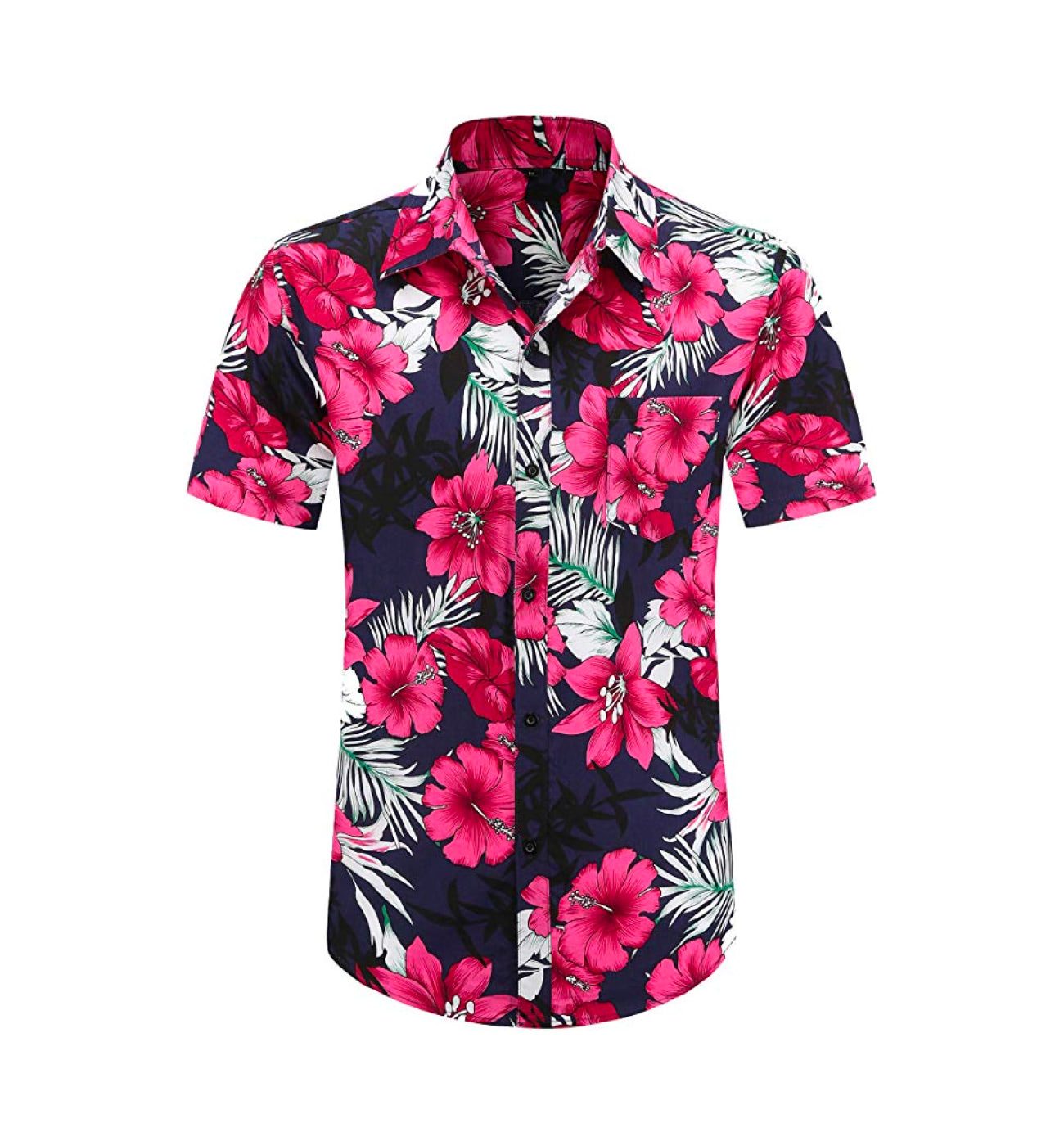 Men's Flower Casual Button Down Short Sleeve Hawaiian Shirt